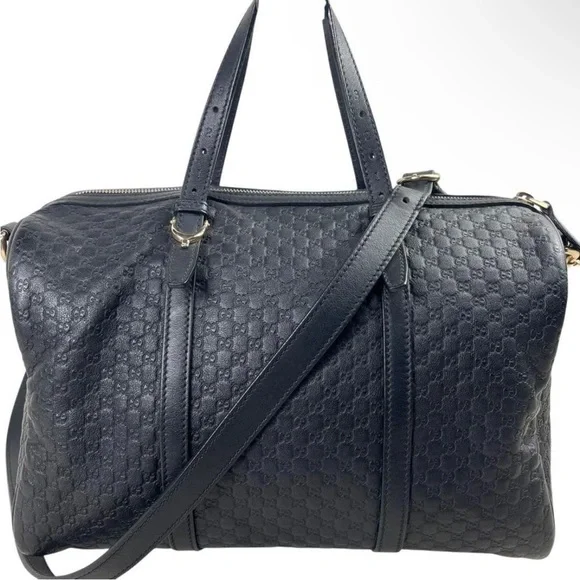 Gucci Black Leather Monogram Bag - Picture 2 of 13